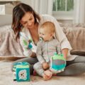 CANPOL BABIES Plyšová senzorická kocka Medvedíky červená