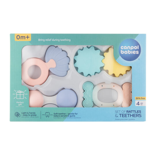 CANPOL BABIES Prvý set hrkálok s hryzačkami Pastel
