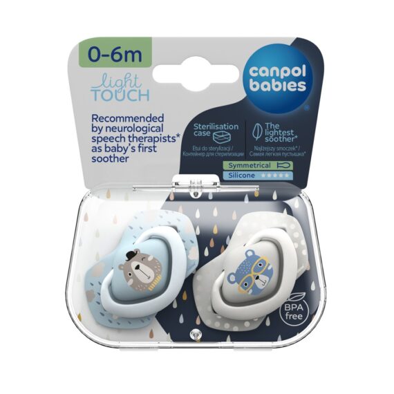 CANPOL BABIES Set symetrických silikónových cumlíkov 0-6m Bonjour Paris modrý