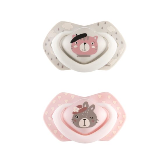 CANPOL BABIES Set symetrických silikónových cumlíkov 0-6m Bonjour Paris ružový