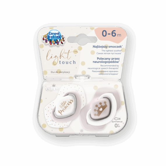 CANPOL BABIES Set symetrických silikónových cumlíkov 0-6m Royal baby ružový