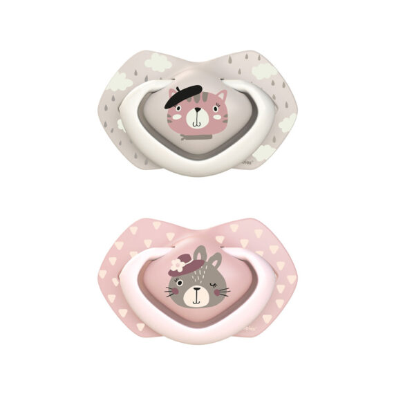 CANPOL BABIES Set symetrických silikónových cumlíkov 6-18m Bonjour Paris ružový