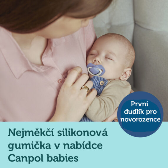 CANPOL BABIES Set symetrických silikónových cumlíkov Light touch 18m+ Pure color zelený