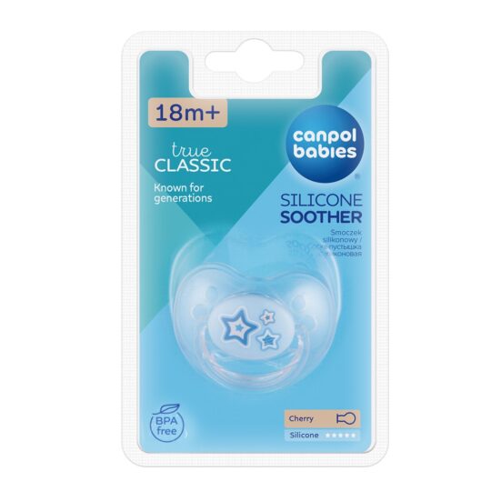 CANPOL BABIES Cumlík silikónové čerešnička 18 m + NEWBORN BABY – modré