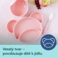 CANPOL BABIES Tanier silikónový delený s prísavkou Medvedík ružový