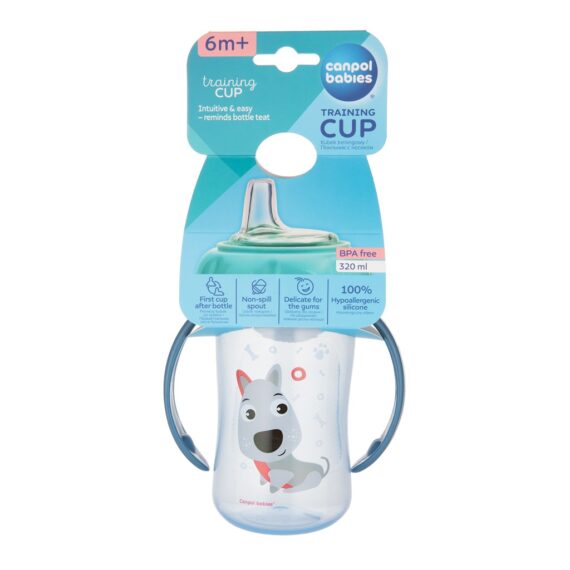 CANPOL BABIES Hrnček tréningový s úchytmi Cute Animals 320ml – psík