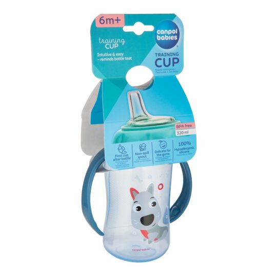 CANPOL BABIES Hrnček tréningový s úchytmi Cute Animals 320ml – psík