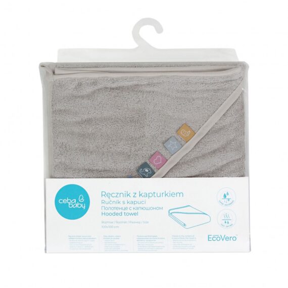 CEBA Osuška s kapucňou EcoVero Line 100×100 Moonbeam Ceba