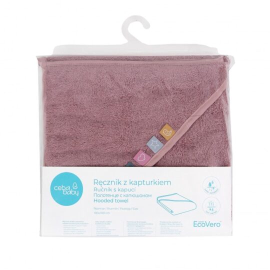 CEBA Osuška s kapucňou EcoVero Line 100×100 Rose Tan Ceba