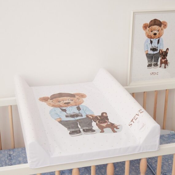 CEBA Podložka prebaľovacia 2-hranná s pevnou doskou (50×70) Comfort Fluffy Puffy Stu