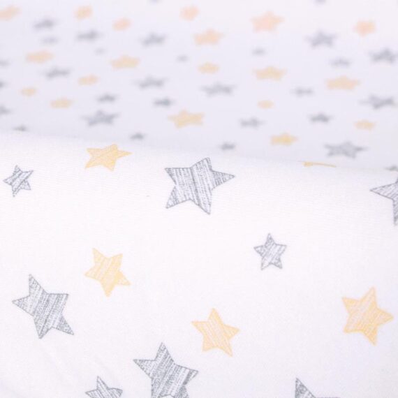 CEBA Poťah na prebaľovaciu podložku 50×70-80 cm 2 ks Light Grey+Yellow Stars
