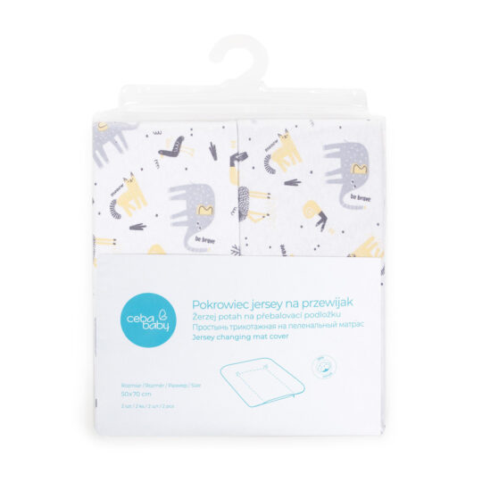 CEBA Poťah na prebaľovaciu podložku mäkkú 2 ks Dark grey, Elephant+Light grey, Elephant