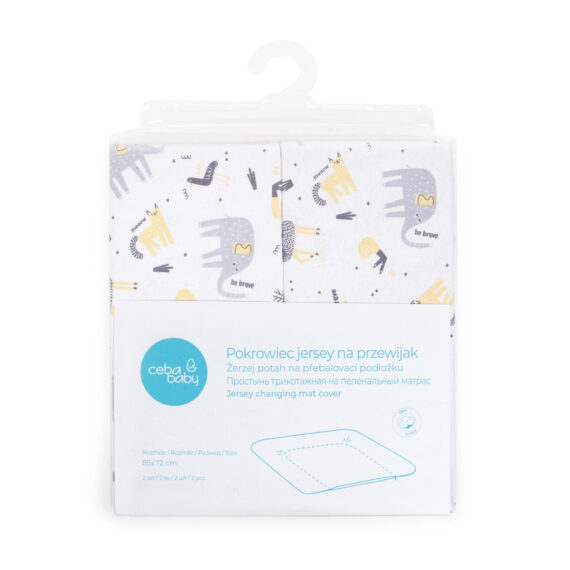 CEBA Poťah na prebaľovaciu podložku mäkkú 2 ks Dark grey, Elephant+Light grey, Elephant