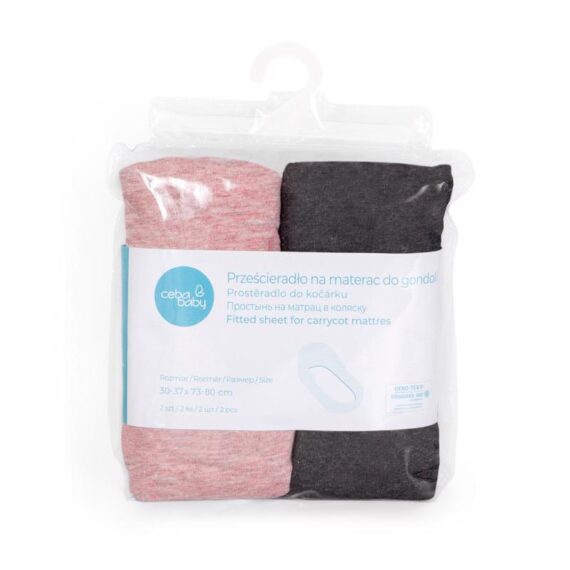 CEBA Plachta do kočíka 73-80×30-37 cm 2 ks Dark Grey+Pink