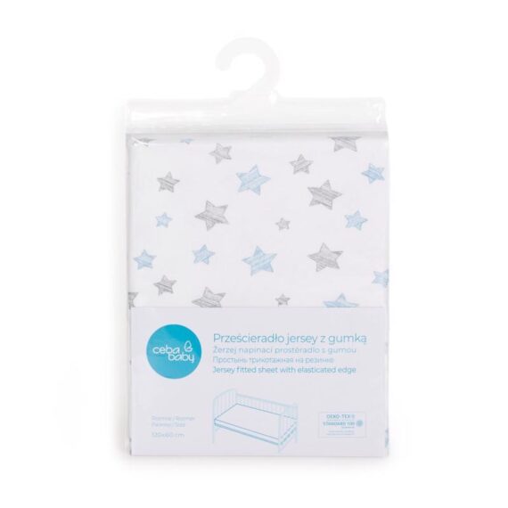 CEBA Plachta Žerzej napínacia s gumou 120x 60 Blue Stars