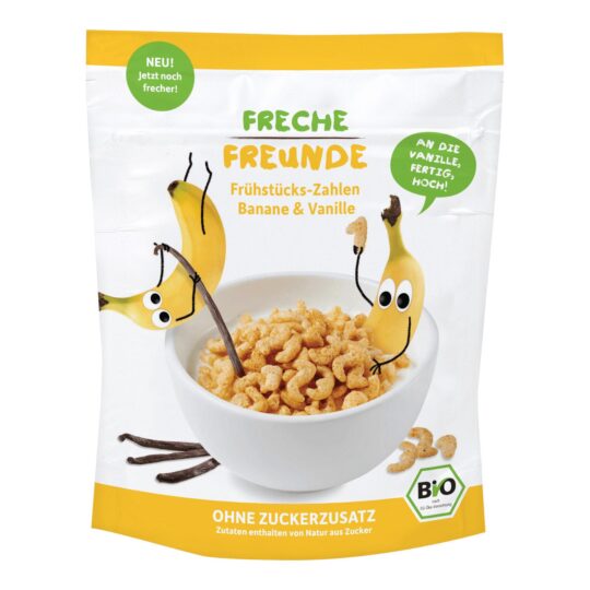 FRECHE FREUNDE BIO Cereálie chrumkavé čísla Banán a vanilka 125 g, 12m+