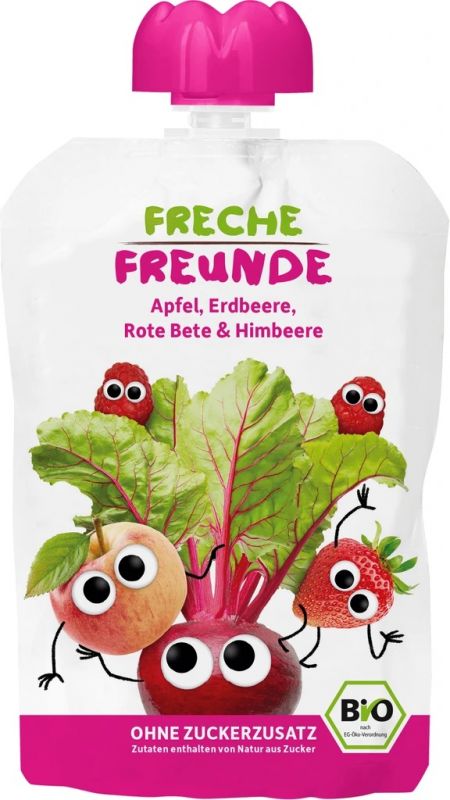 FRECHE FREUNDE BIO Kapsička Jablko, červená repa, jahoda, malina 100 g, 12m+