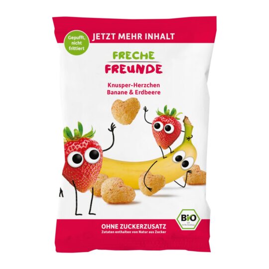 FRECHE FREUNDE BIO Chrumky obilninové, banán a jahoda 30 g, 12m+