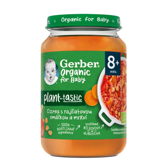 GERBER Organic 100% rastlinný príkrm cícer s paradajkovou omáčkou a mrkvou 190 g​
