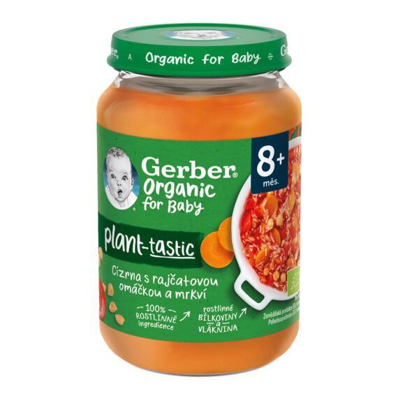 GERBER Organic 100% rastlinný príkrm cícer s paradajkovou omáčkou a mrkvou 190 g​