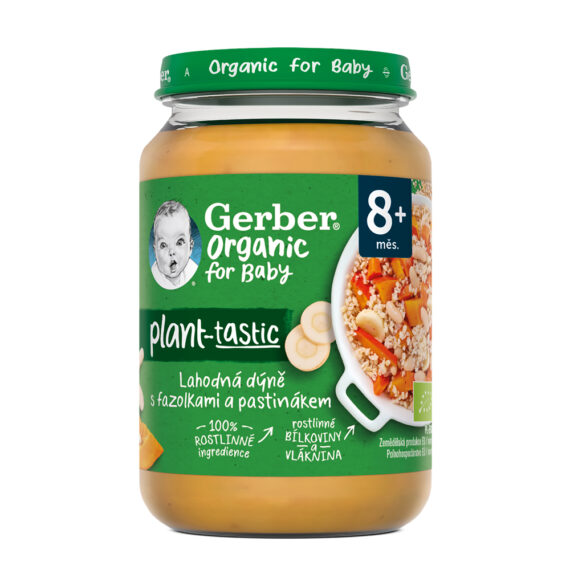 GERBER Organic 100% rastlinný príkrm lahodná tekvica s fazuľkami a paštrnákom 190 g
