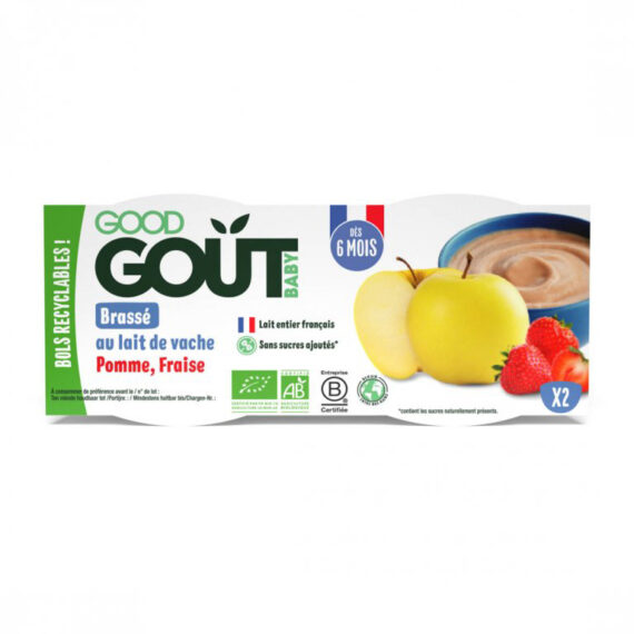 GOOD GOUT BIO Dezert jahodový s jablkom (2×100 g), 6m+