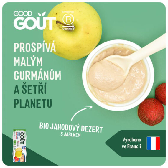 GOOD GOUT BIO Dezert jahodový s jablkom (2×100 g), 6m+