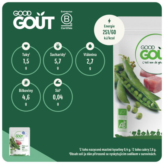 GOOD GOUT BIO Hrášok s teľacím mäsom 190 g