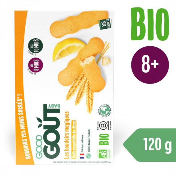 GOOD GOUT BIO Piškóty s esenciálnym citrónovým olejom (120 g), 8m+