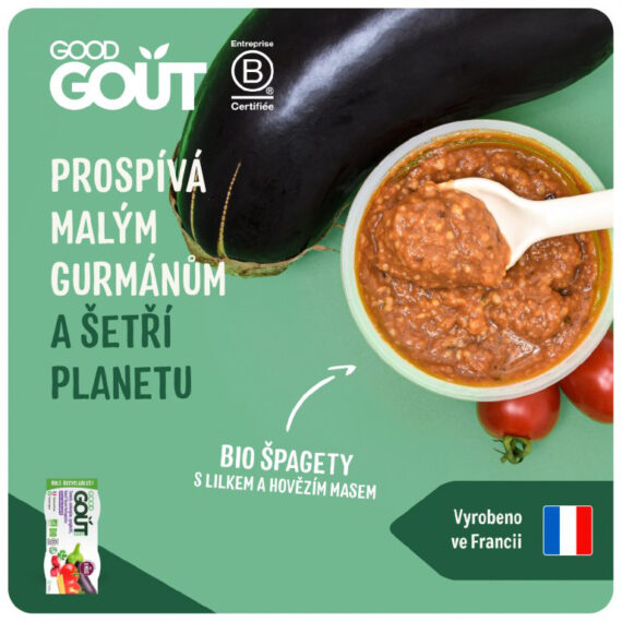 GOOD GOUT BIO Špagety s baklažánom a hovädzím mäsom (2×190 g), 8m+