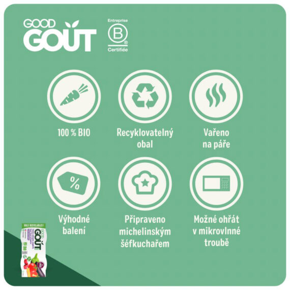GOOD GOUT BIO Špagety s baklažánom a hovädzím mäsom (2×190 g), 8m+