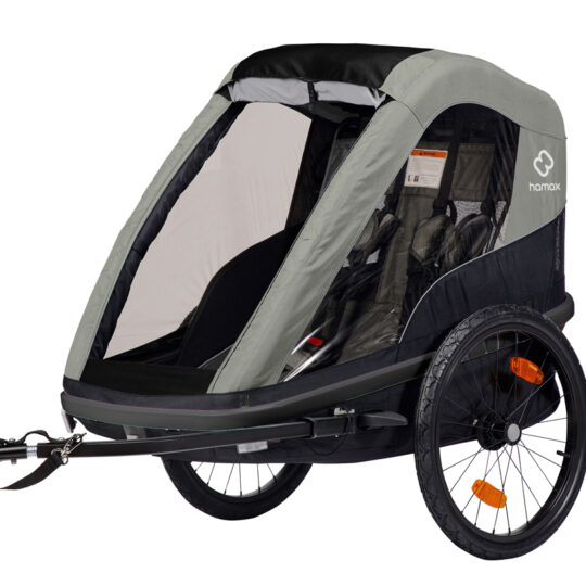 HAMAX Avenida One – Jednomiestny vozík za bicykel vr. ramená + kočíkový set OLIVE GREEN, odpružený