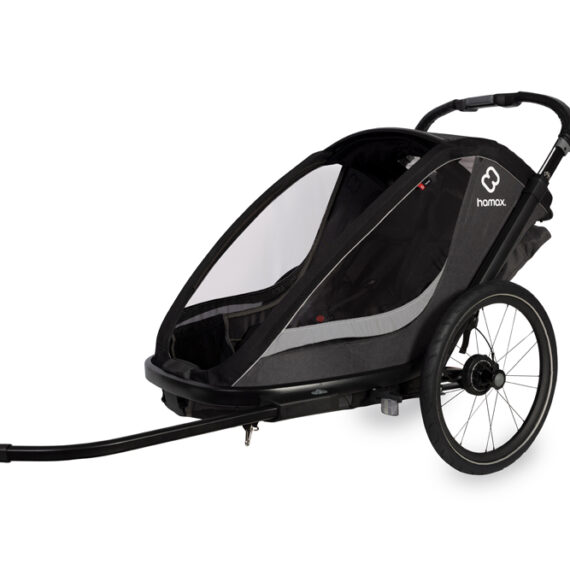 HAMAX Vozík vr. ramená + kočíkový set za bicykel Cocoon Grey/black
