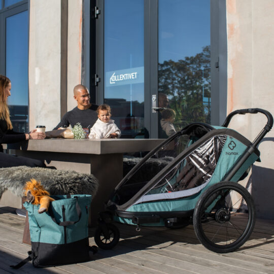HAMAX Vozík za bicykel vr. ramená + kočíkovú set Cocoon One Green/black