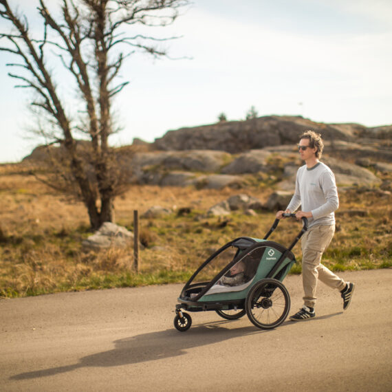 HAMAX Vozík za bicykel vr. ramená + kočíkovú set Cocoon One Green/black