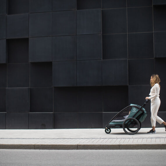 HAMAX Vozík za bicykel vr. ramená + kočíkovú set Cocoon One Green/black