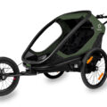 HAMAX Outback 2v1 – dvojmiestny vozík za bicykel vr. ramená + kočíkovú set – Green/Black, polohovaci