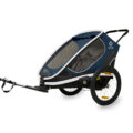 HAMAX Outback 2v1 – dvojmiestny vozík za bicykel vr. ramená + kočíkovú set – Navy/White, polohovacie