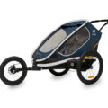 HAMAX Outback 2v1 – dvojmiestny vozík za bicykel vr. ramená + kočíkovú set – Navy/White, polohovacie