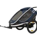 HAMAX Outback 2v1 – dvojmiestny vozík za bicykel vr. ramená + kočíkovú set – Navy Blue, polohovacie