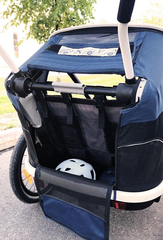 HAMAX Outback 2v1 – dvojmiestny vozík za bicykel vr. ramená + kočíkovú set – Navy Blue, polohovacie