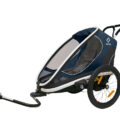 HAMAX Outback One – jednomiestny vozík za bicykel vr. ramená + kočíkovú set – Navy/White, polohov