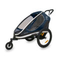 HAMAX Outback One – jednomiestny vozík za bicykel vr. ramená + kočíkovú set – Navy/White, polohov