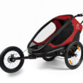 HAMAX Outback One – jednomiestny vozík za bicykel vr. ramená + kočíkovú set – Red/Black, polohov