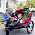 HAMAX Outback One – jednomiestny vozík za bicykel vr. ramená + kočíkovú set – Red/Black, polohov