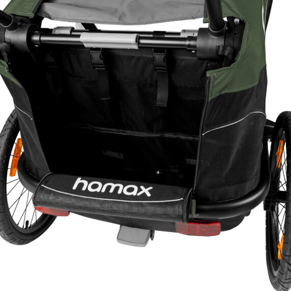 HAMAX Outback One – jednomiestny vozík za bicykel vr. ramená + kočíkovú set – Green/Black, polohov