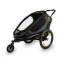 HAMAX Outback One – jednomiestny vozík za bicykel vr. ramená + kočíkovú set – Green/Black, polohov