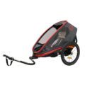 HAMAX Outback One – jednomiestny vozík za bicykel vr. ramená + kočíkovú set – Grey/Red/Antr, polohov