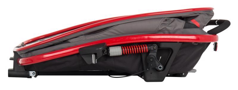 HAMAX Outback One – jednomiestny vozík za bicykel vr. ramená + kočíkovú set – Grey/Red/Antr, polohov