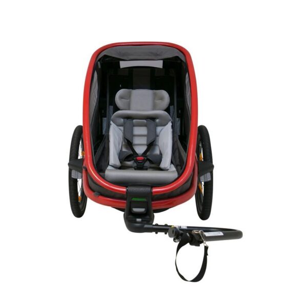 HAMAX Outback One – jednomiestny vozík za bicykel vr. ramená + kočíkovú set – Grey/Red/Antr, polohov